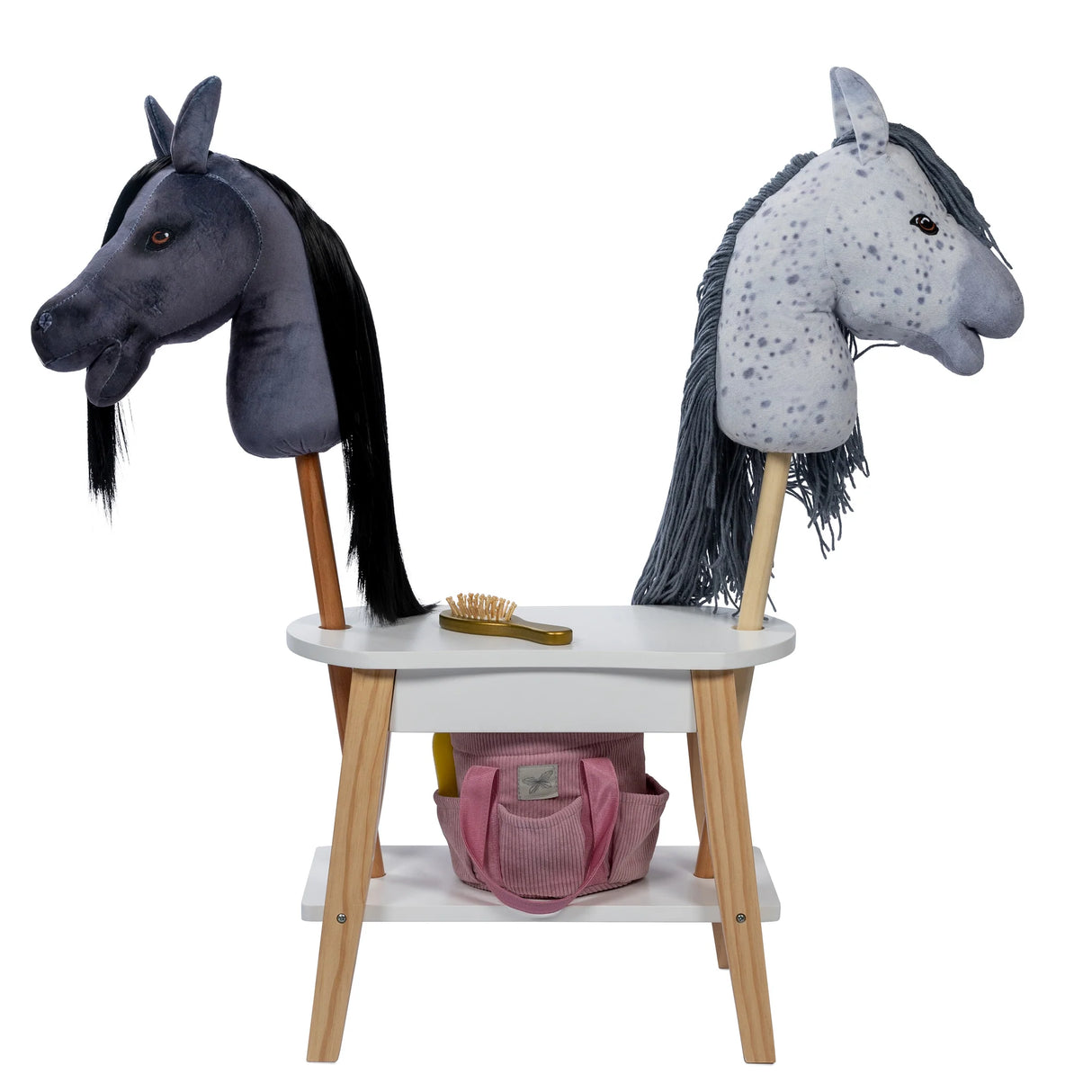 Frisierhocker für Hobby Horse – Stabiler Grooming Stool mit Zubehörablage